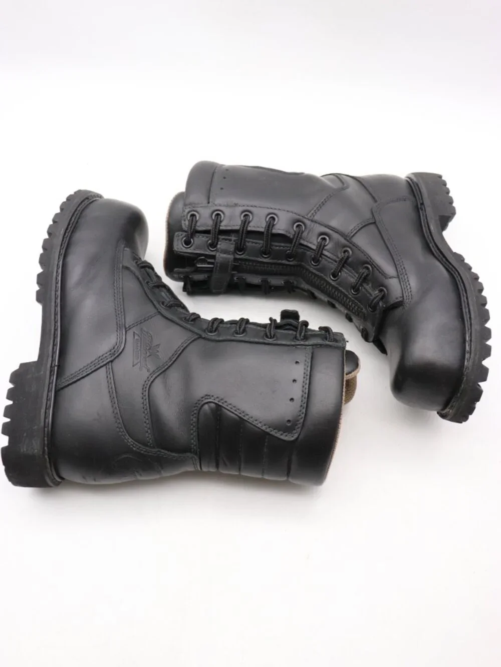 Thorogood HellFire Boots Men's Size 8.5 W Black Leather Zip Steel Toe Boots